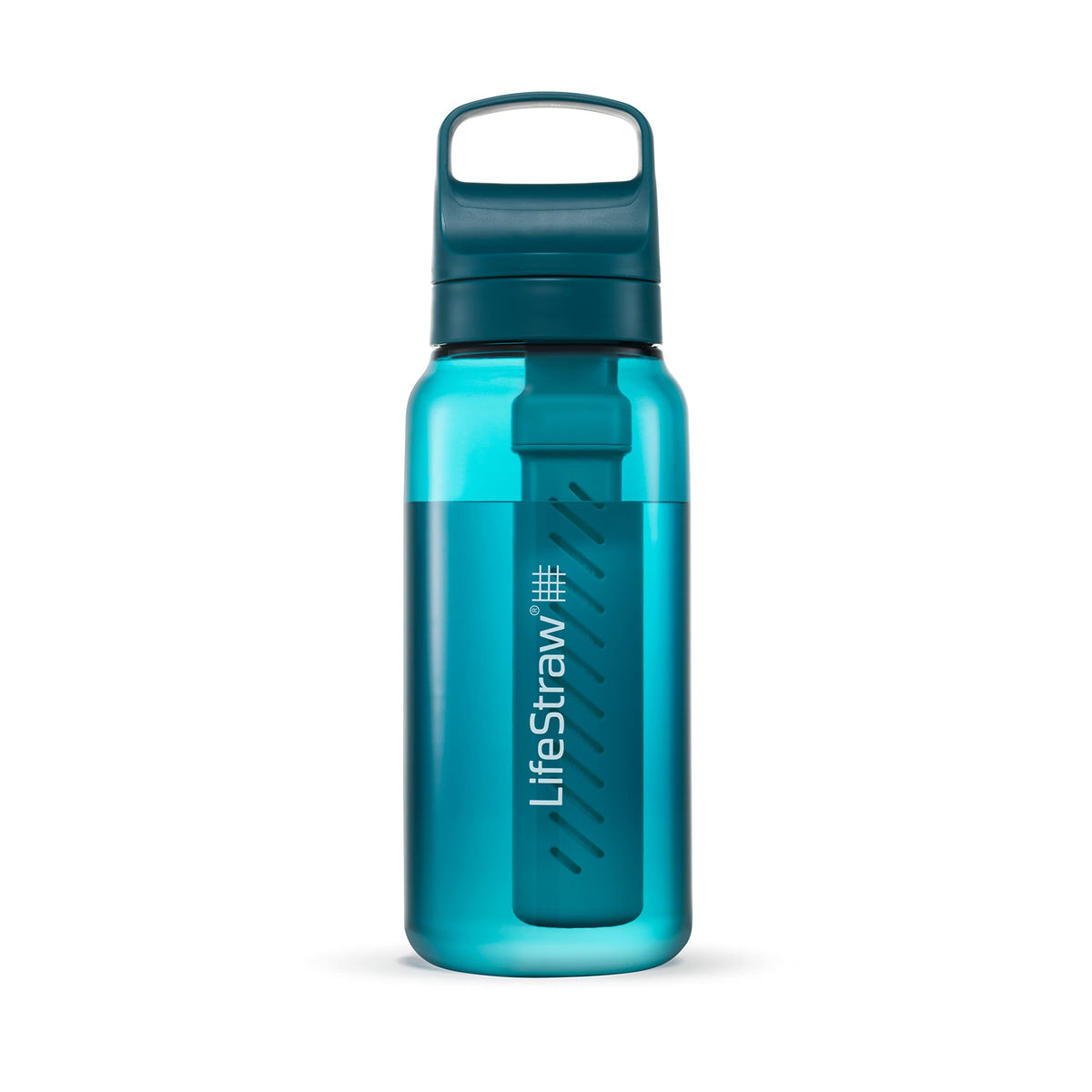LifeStraw Go Series – BPA-Free Water Filter Bottle for Travel and Everyday Use, Removes Bacteria, Parasites and Microplastics, Improves Taste, 1L 2-Pack Icelandic Blue and Aegean Sea