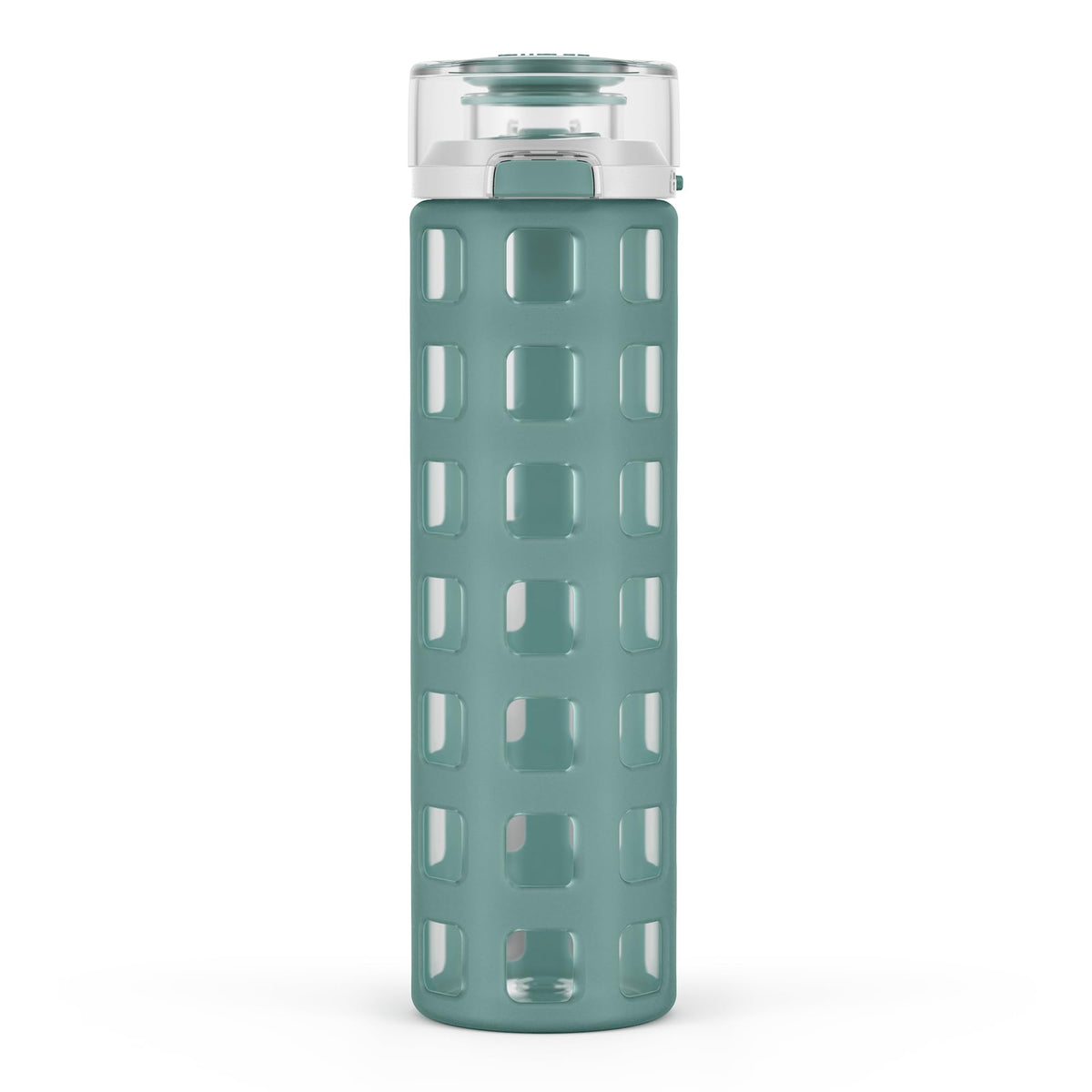 Ello Syndicate 20oz Reusable Glass Water Bottle with One-Touch Leak Proof Flip Lid and Protective Non-Slip Silicone Sleeve and Carry Loop for Coffee, Tea and Water, BPA-free, Dishwasher Safe, Pink