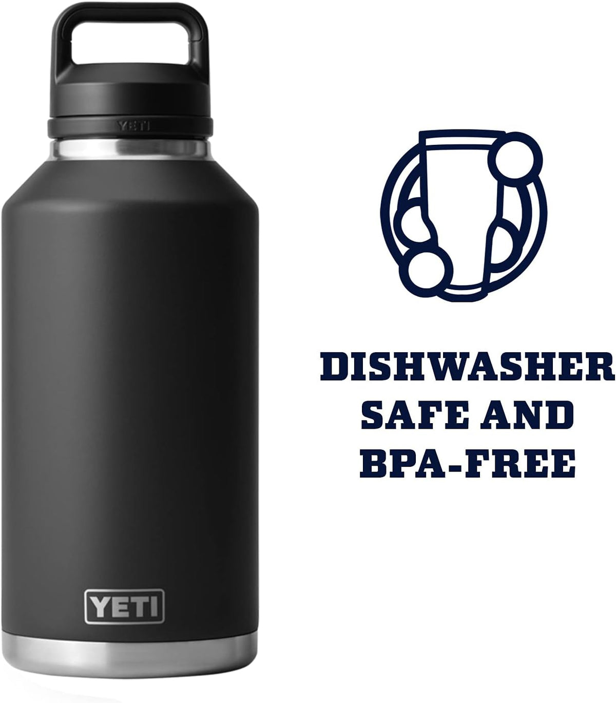 YETI Rambler 64 oz Bottle, Vacuum Insulated, Leakproof, Stainless Steel with Chug Cap, Black