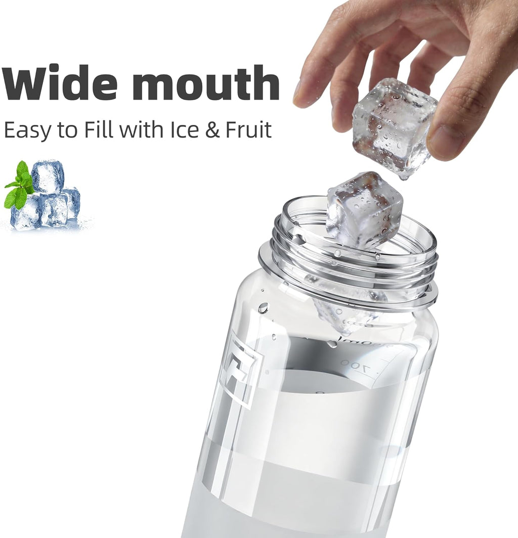 Fanhaw 32 oz Clear Water Bottle with Straw Lid - Tritan, BPA-Free, Lightweight, Wide Mouth, Leak-Proof, Perfect for Gym, Travel, School, Office, and Sports(Clear & Black)