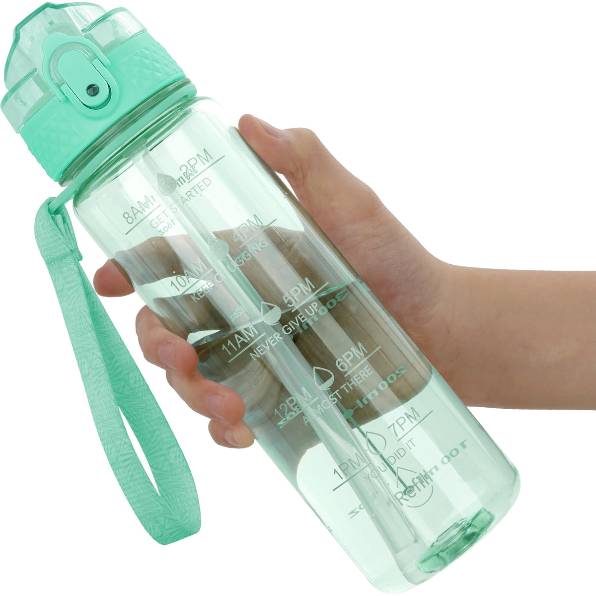 OLDLEY 12oz Kids Motivational Water Bottle, Silicone Straw, Leak-Proof Tritan BPA-Free, Reusable for School Girls & Boys, Clear