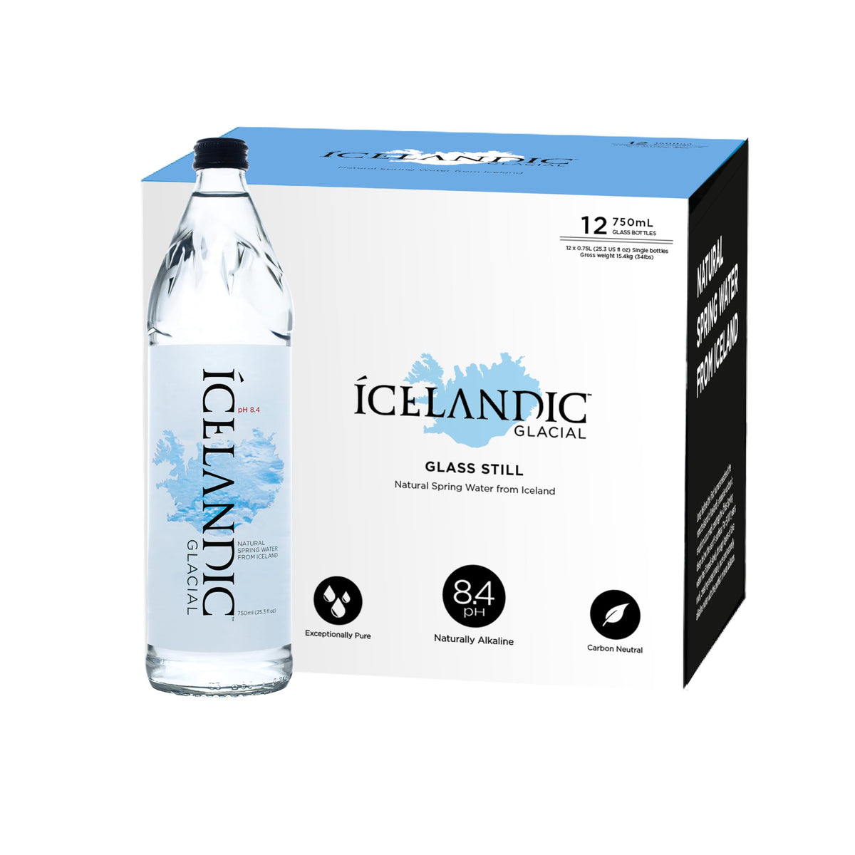 Icelandic Glacial Still (Non-Sparkling) Natural Spring Mineral Water, 25 fl oz (12 Glass Bottles)