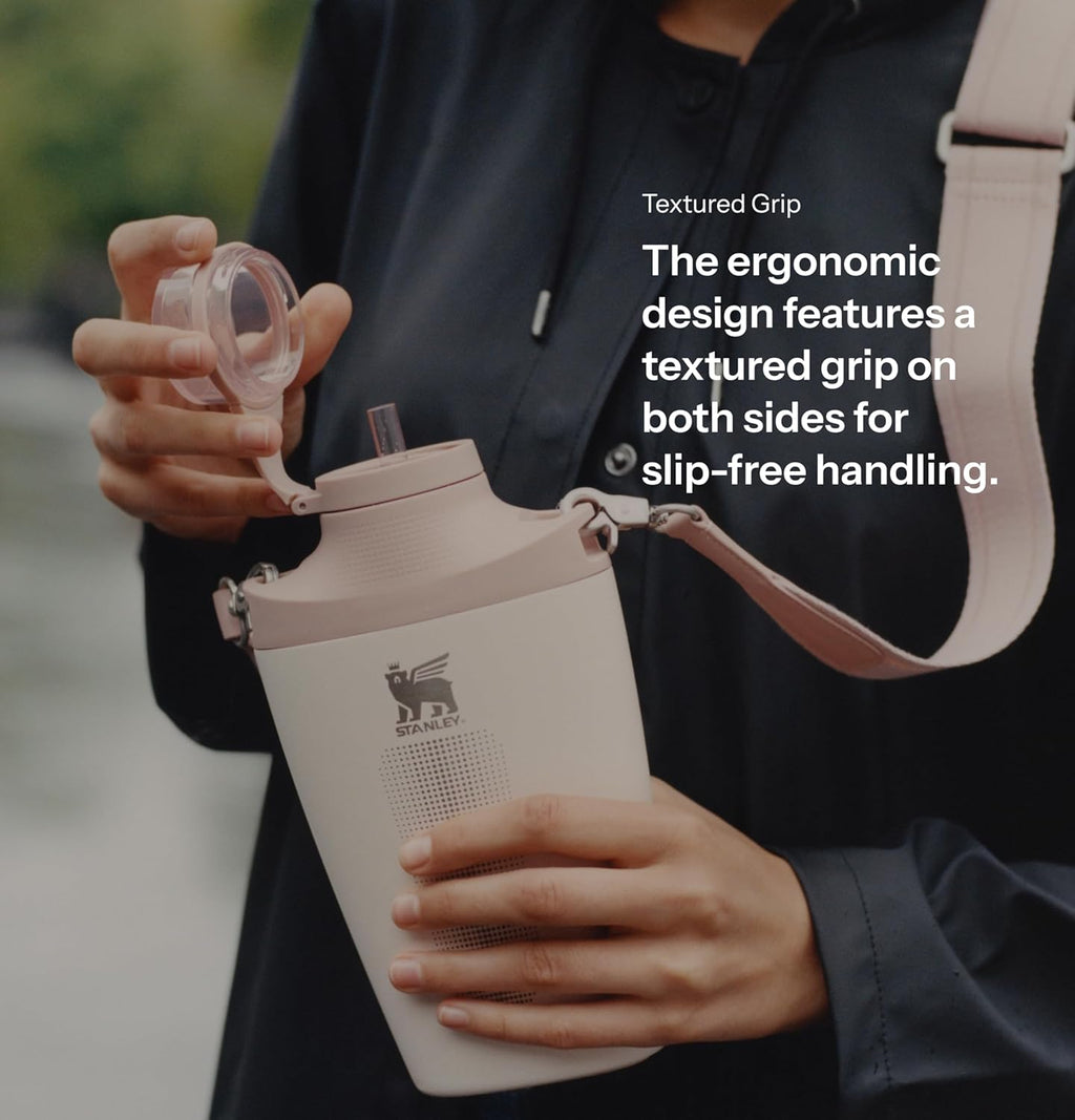 Stanley Cross Bottle 23 oz | Travel Water Bottle with Jacquard Strap | Leakproof Tritan Lid with Removable Straw | Insulated Stainless Steel | BPA-Free | Black