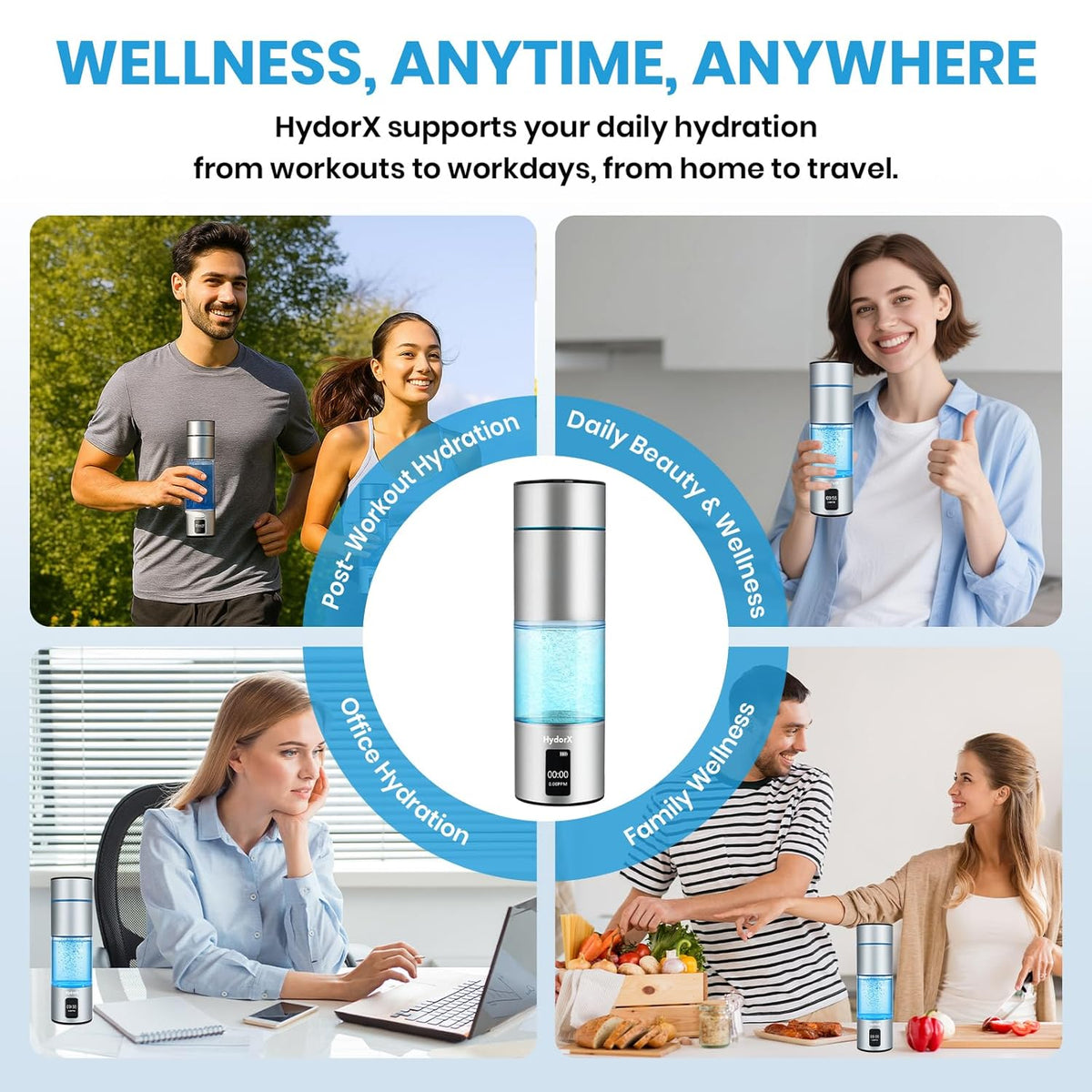 Hydrogen Water Bottle Portable Hydrogen Generator 6700ppb High Concentration Medical Grade 8.3oz USA Brand N117 SPE Platinum PEM Technology Hydrogen Bottle 100% Leaking Poof